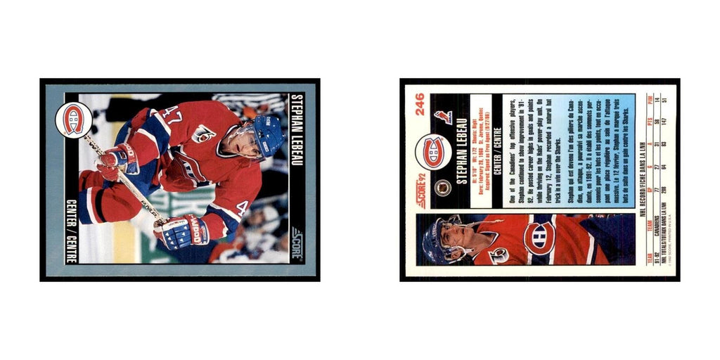 1992 Score Canadian Stephan Lebeau Montreal Canadiens #246