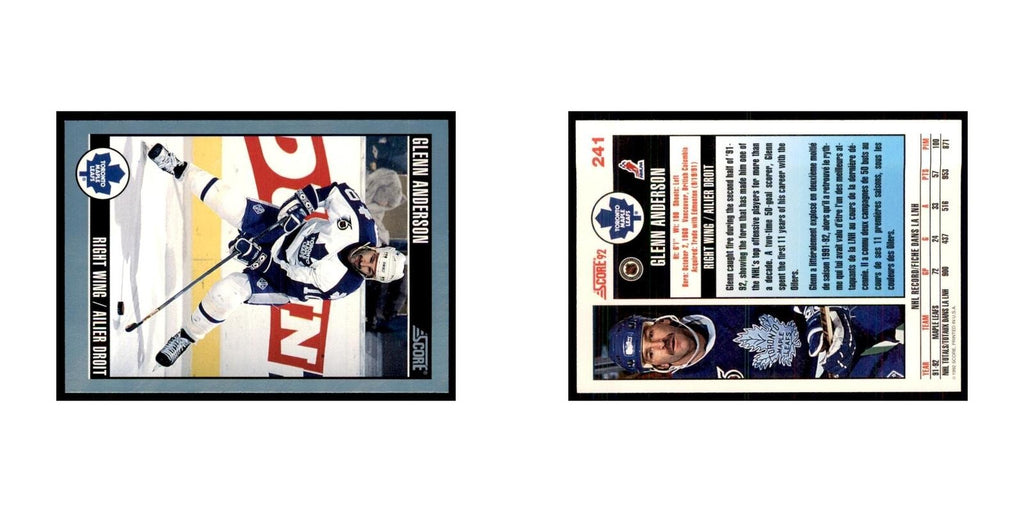 1992 Score Canadian Glenn Anderson Toronto Maple Leafs #241