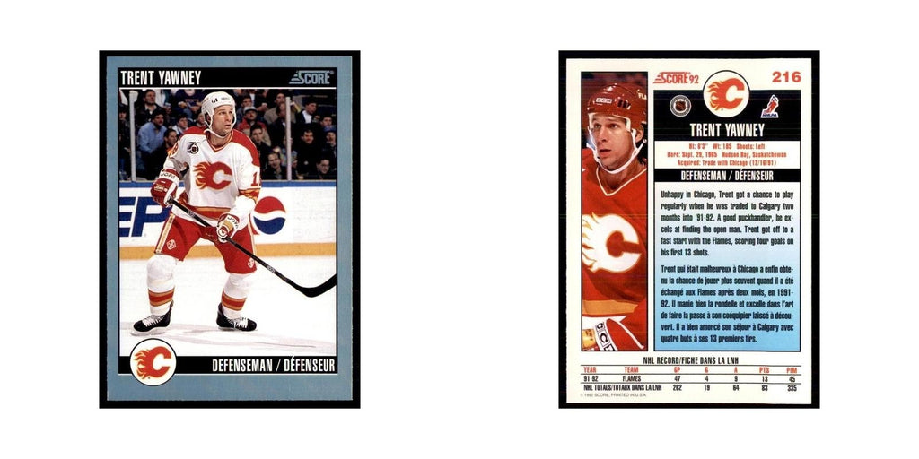 1992 Score Canadian Trent Yawney Calgary Flames #216