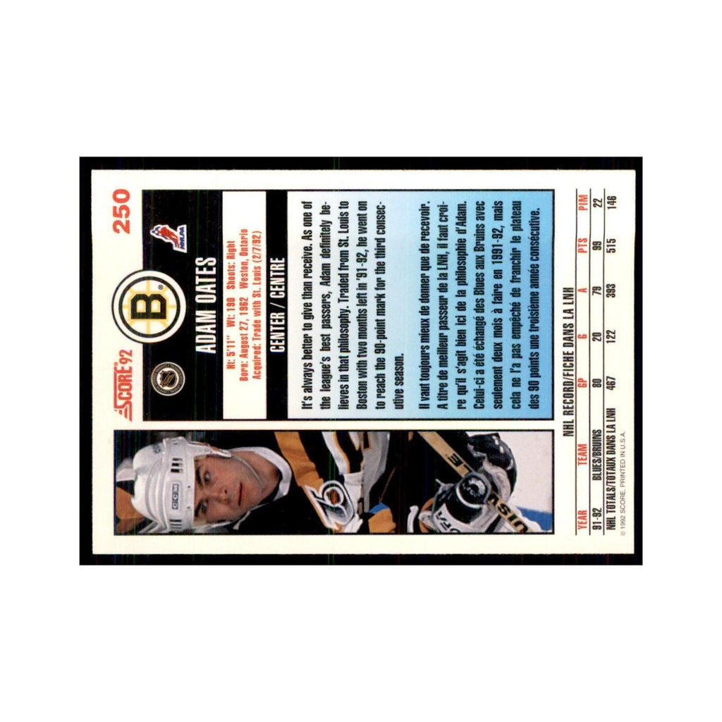 1992 Score Canadian Adam Oates Boston Bruins #250