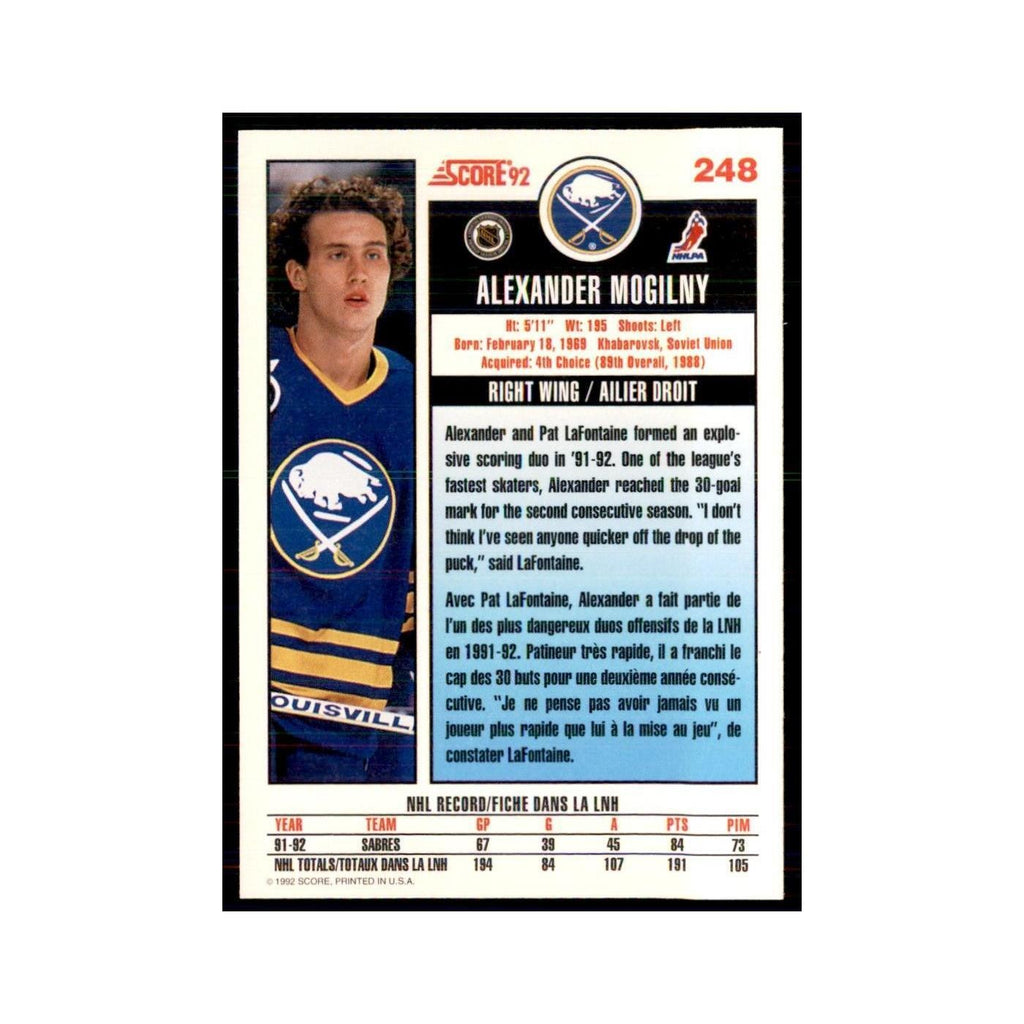 1992 Score Canadian Alexander Mogilny Buffalo Sabres #248