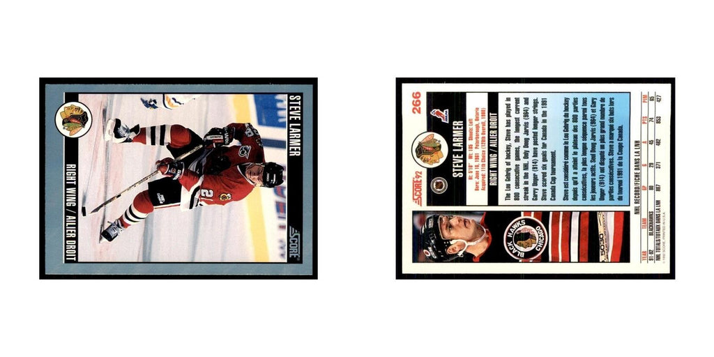 1992 Score Canadian Steve Larmer Chicago Blackhawks #266
