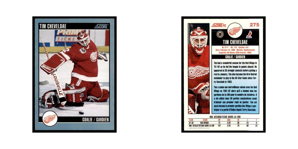 1992 Score Canadian Tim Cheveldae Detroit Red Wings #275