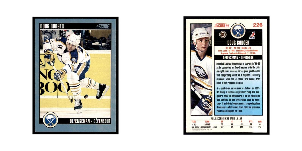 1992 Score Canadian Doug Bodger Buffalo Sabres #226