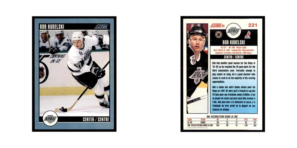 1992 Score Canadian Bob Kudelski Los Angeles Kings #221