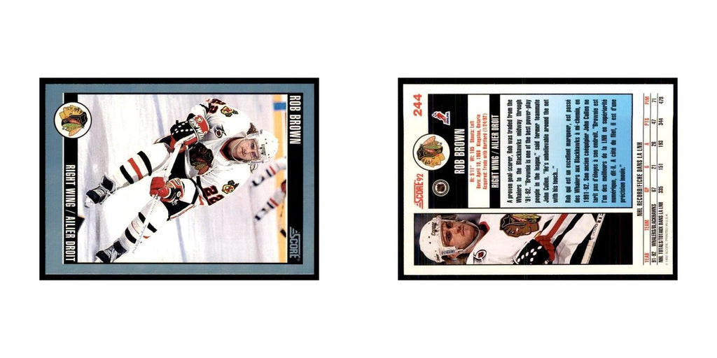 1992 Score Canadian Rob Brown Chicago Blackhawks #244