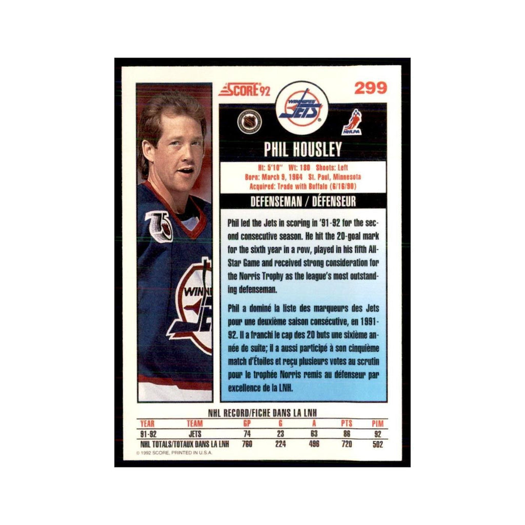 1992 Score Canadian Phil Housley Winnipeg Jets #299