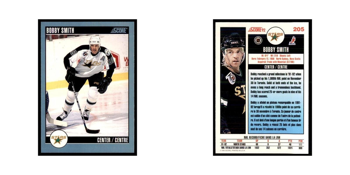 1992 Score Canadian Bobby Smith Minnesota North Stars #205