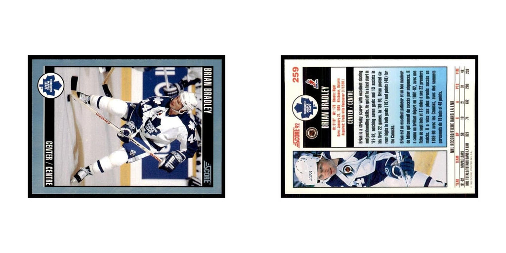 1992 Score Canadian Brian Bradley Toronto Maple Leafs #259