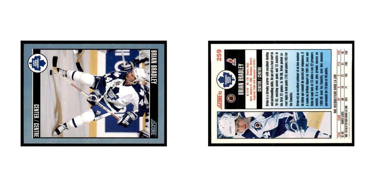 1992 Score Canadian Brian Bradley Toronto Maple Leafs #259