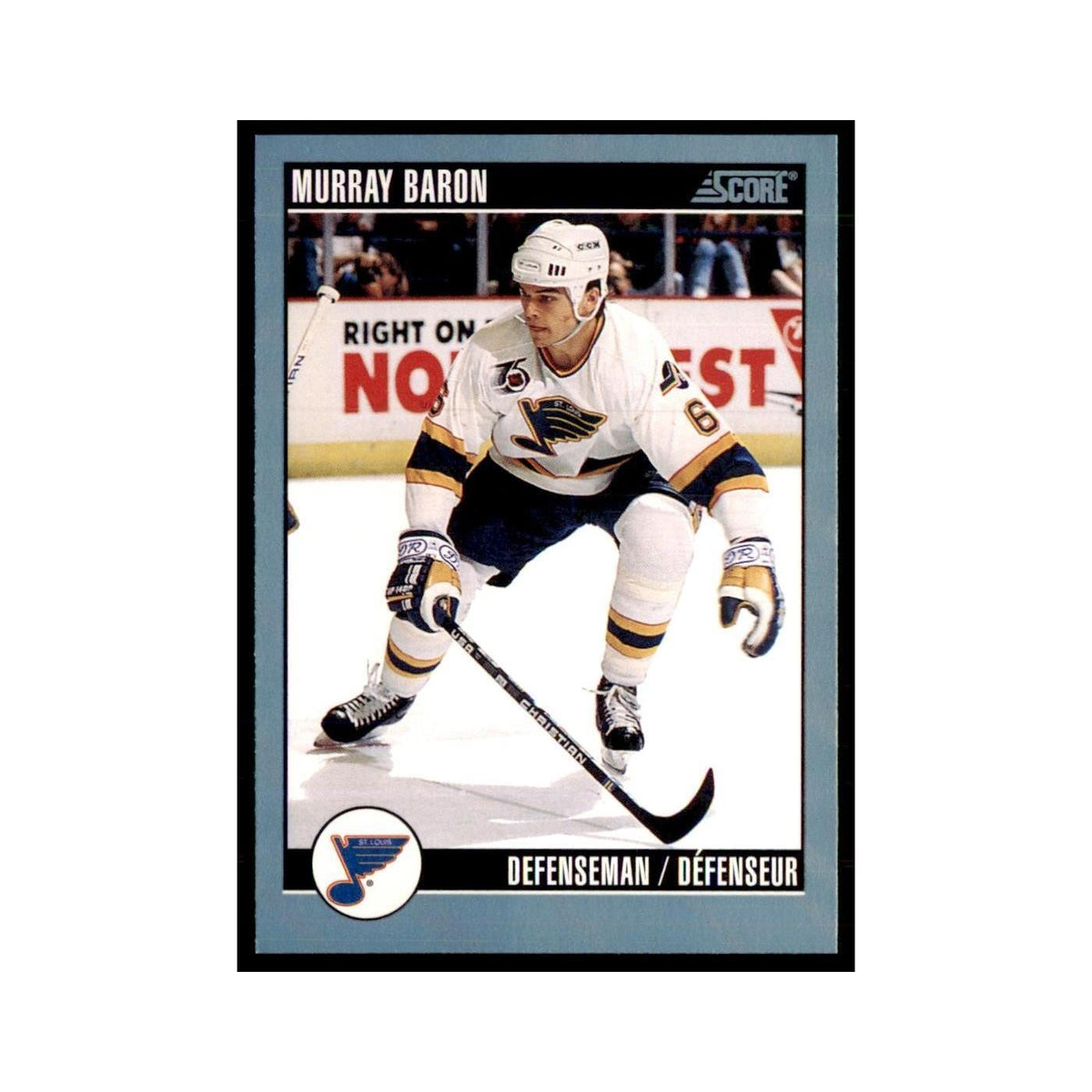 1992 Score Canadian Murray Baron St. Louis Blues #176