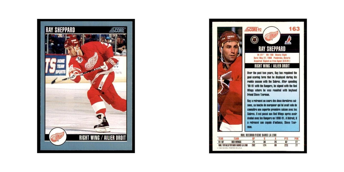 1992 Score Canadian Ray Sheppard Detroit Red Wings #163