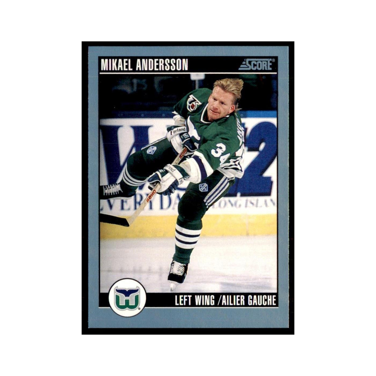 1992 Score Canadian Mikael Andersson Hartford Whalers #215