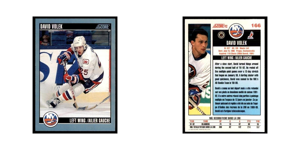 1992 Score Canadian David Volek New York Islanders #166