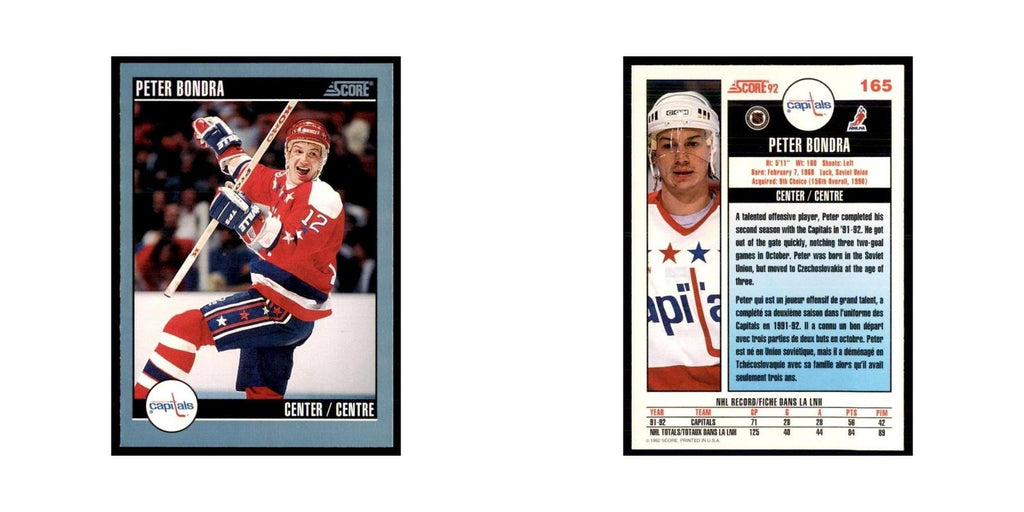 1992 Score Canadian Peter Bondra Washington Capitals #165