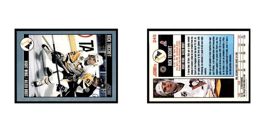 1992 Score Canadian Rick Tocchet Pittsburgh Penguins #245