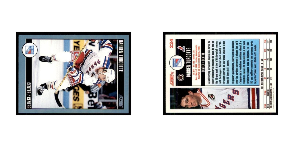 1992 Score Canadian Darren Turcotte New York Rangers #224
