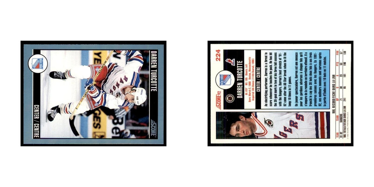 1992 Score Canadian Darren Turcotte New York Rangers #224