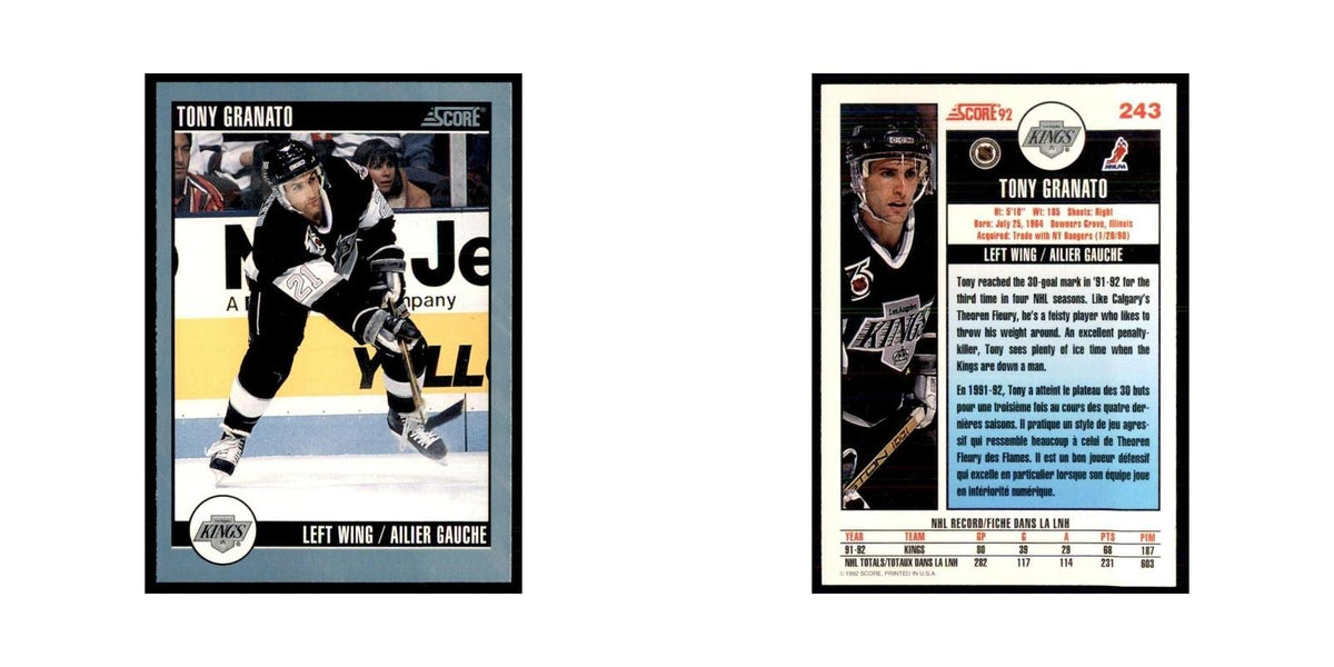 1992 Score Canadian Tony Granato Los Angeles Kings #243