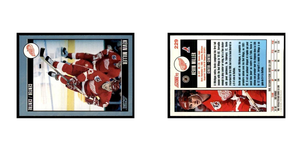 1992 Score Canadian Kevin Miller Detroit Red Wings #229