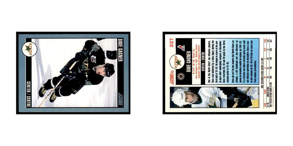 1992 Score Canadian Dave Gagner Minnesota North Stars #227