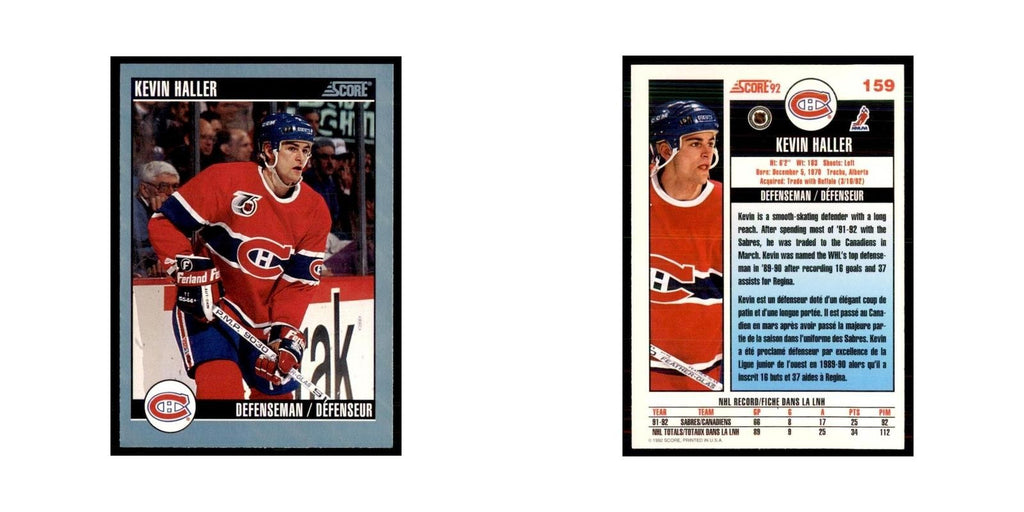 1992 Score Canadian Kevin Haller Montreal Canadiens #159