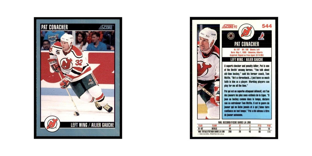 1992 Score Canadian Pat Conacher New Jersey Devils #544