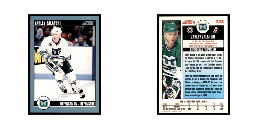 1992 Score Canadian Zarley Zalapski Hartford Whalers #238
