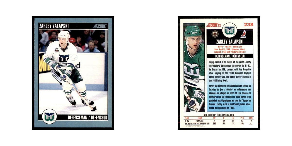 1992 Score Canadian Zarley Zalapski Hartford Whalers #238