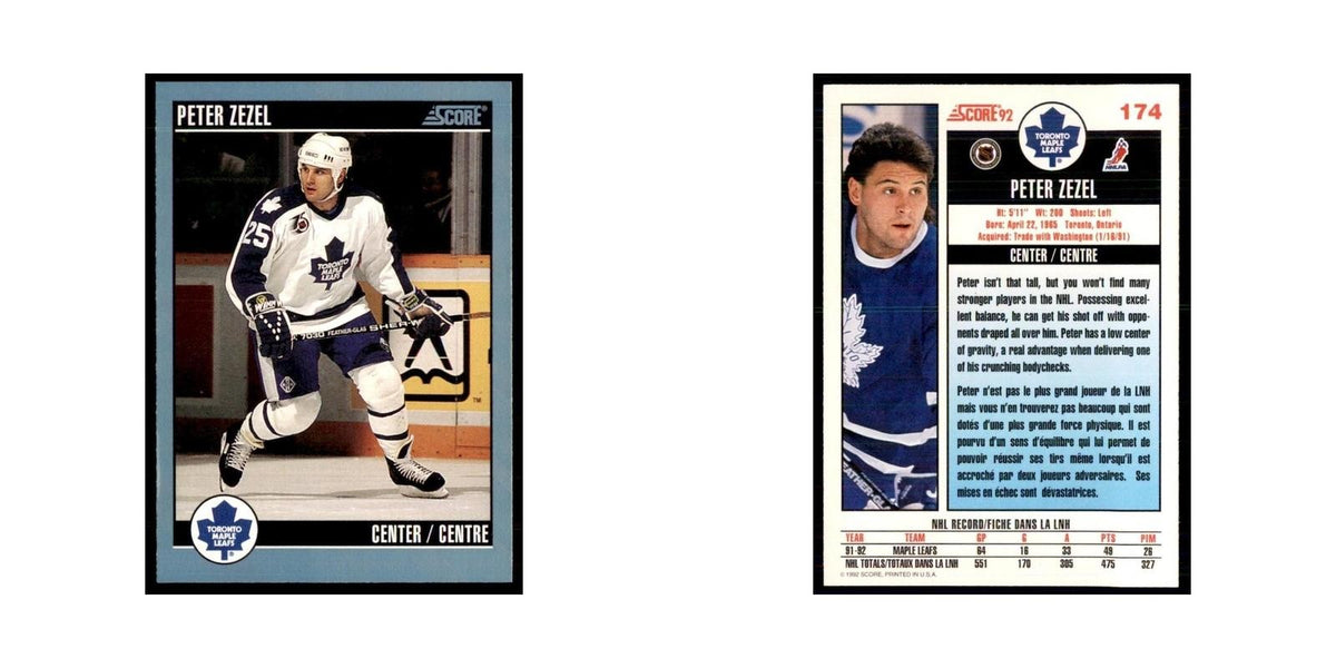 1992 Score Canadian Peter Zezel Toronto Maple Leafs #174
