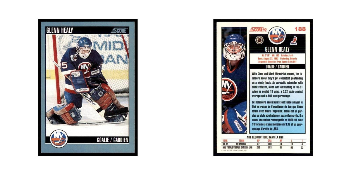 1992 Score Canadian Glenn Healy New York Islanders #188