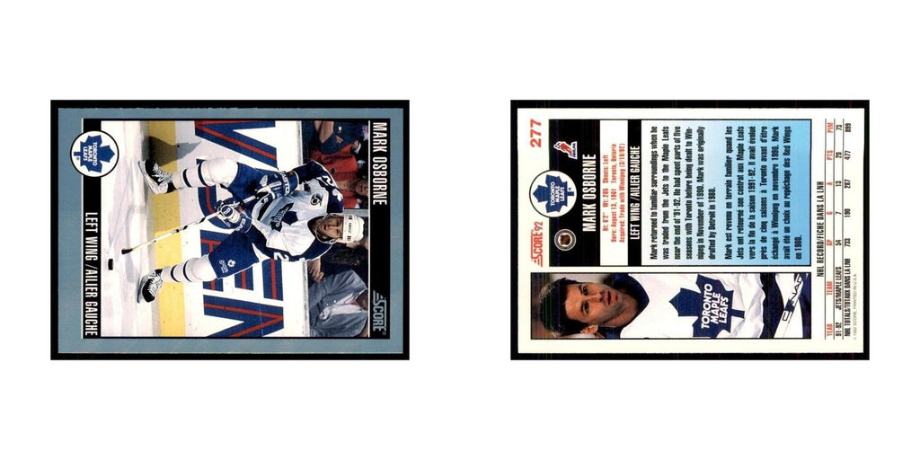 1992 Score Canadian Mark Osborne Toronto Maple Leafs #277
