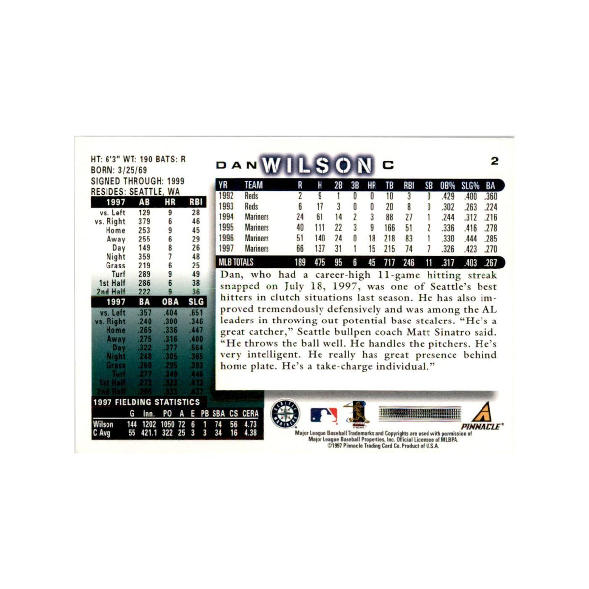 1998 Score Dan Wilson Baseball Cards #2