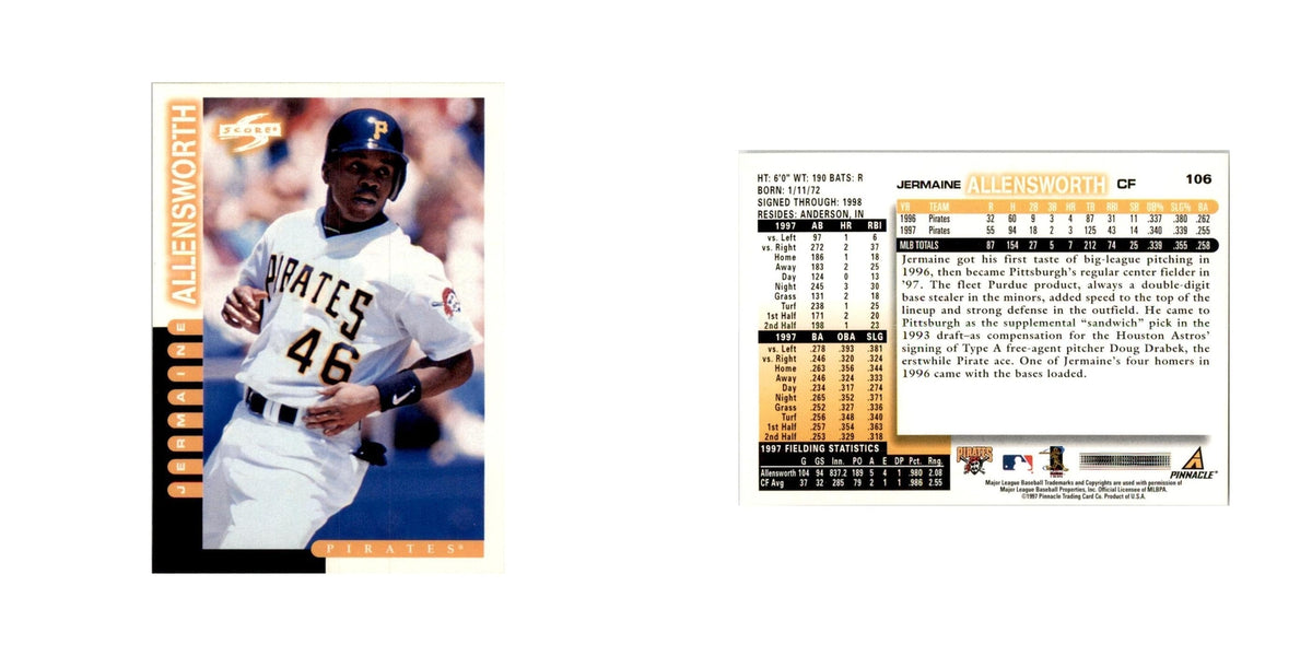 1998 Score Jermaine Allensworth Baseball Cards #106