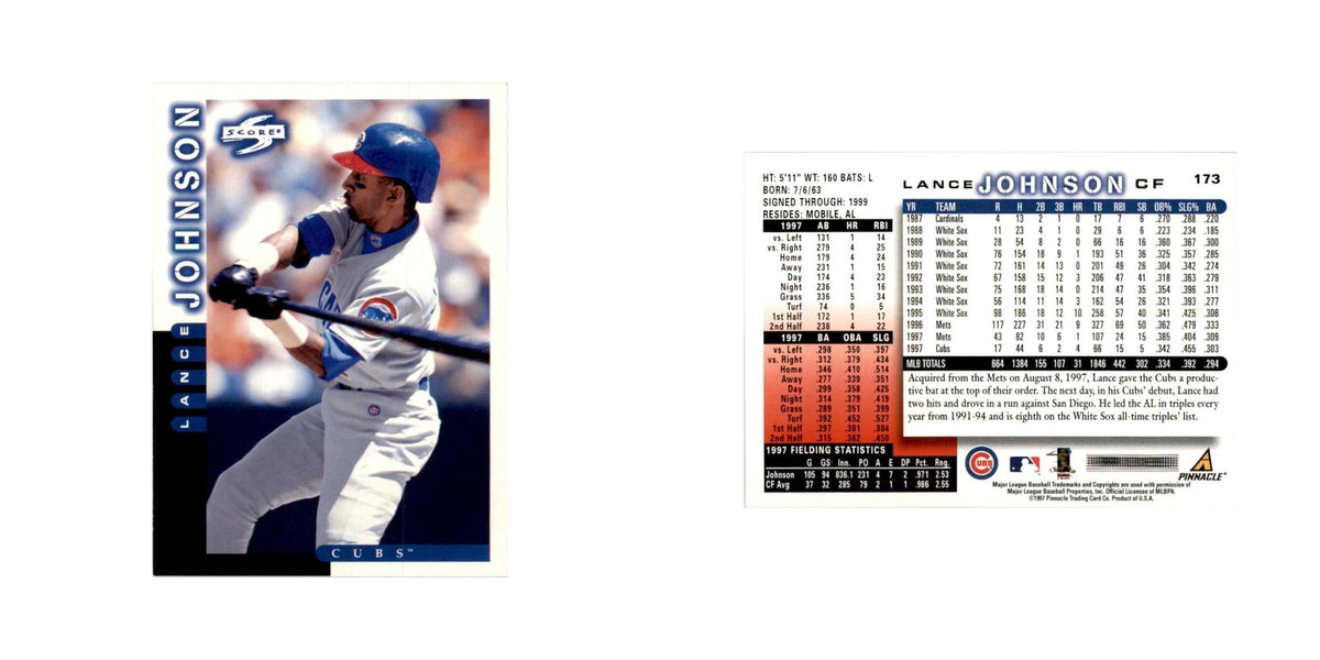 1998 Score Lance Johnson Baseball Cards #173