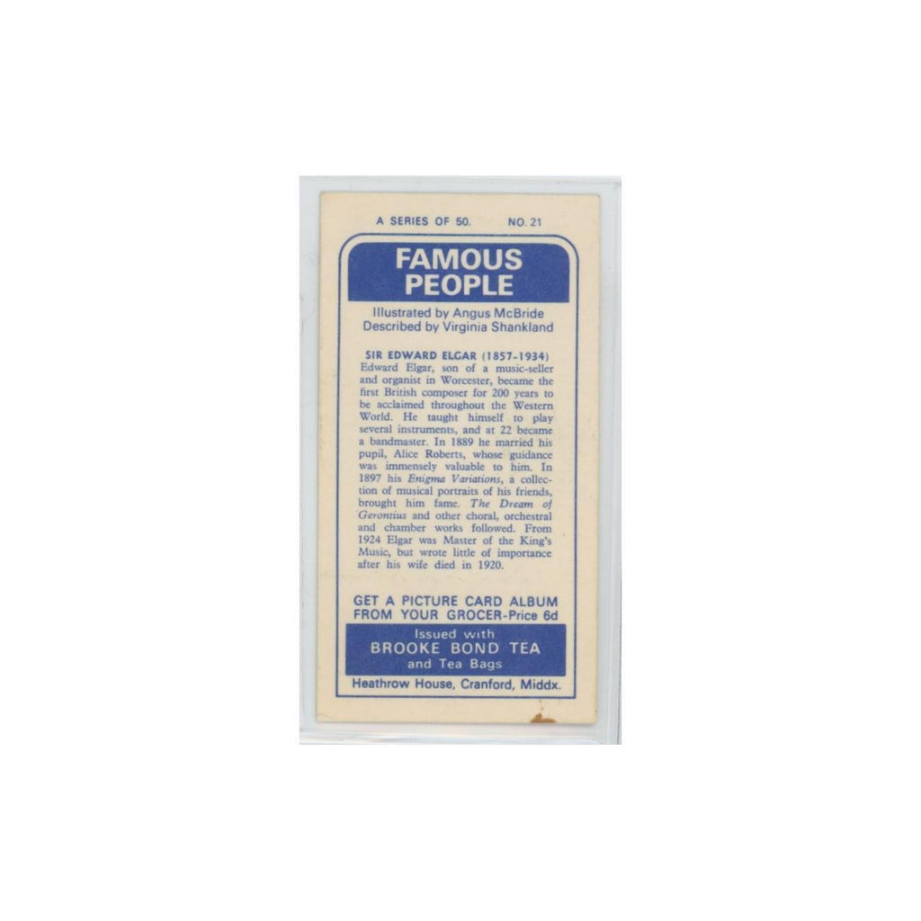 1969 Brooke Bond Famous People Sir Edward Elgar #21