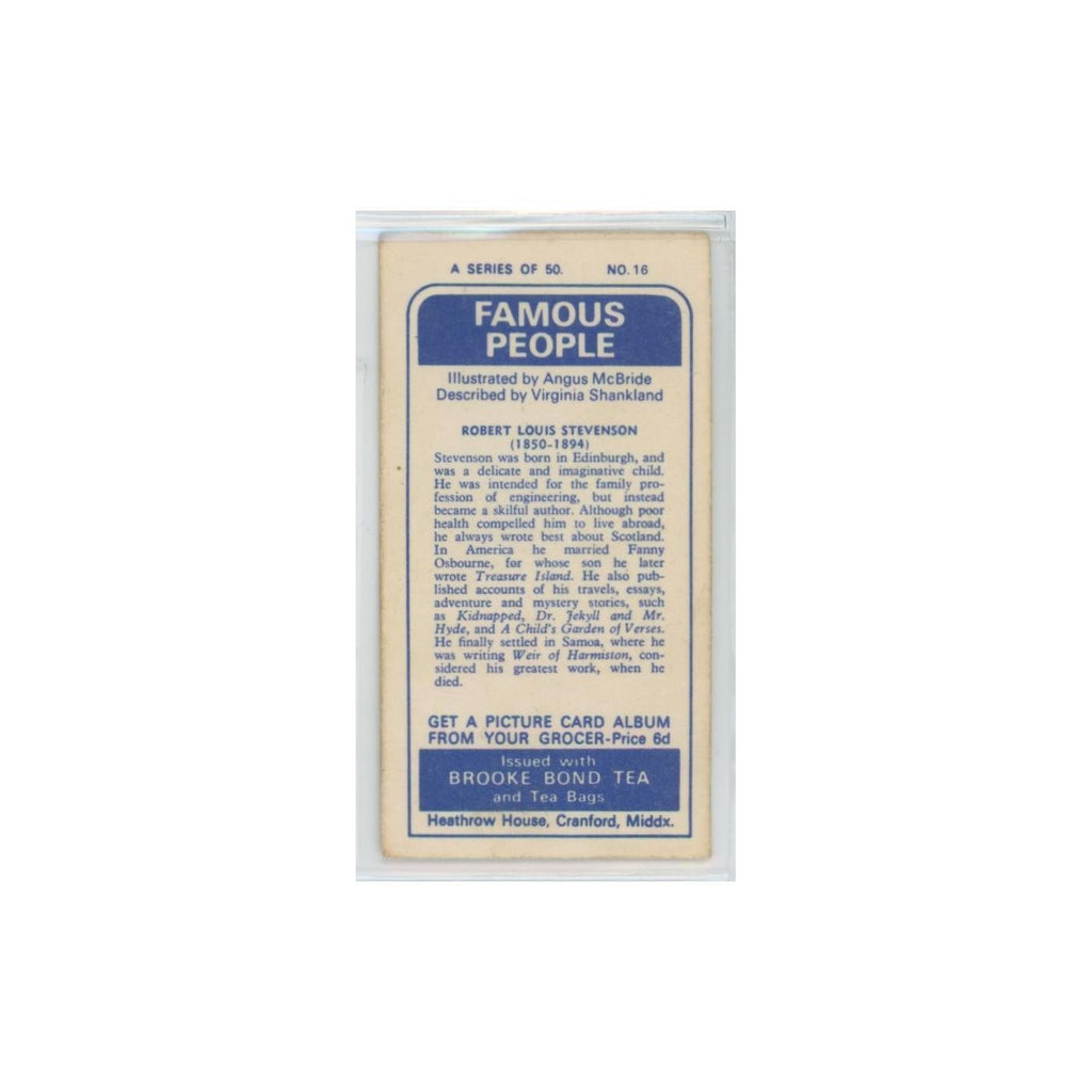 1969 Brooke Bond Famous People Robert Louis Stevenson #16