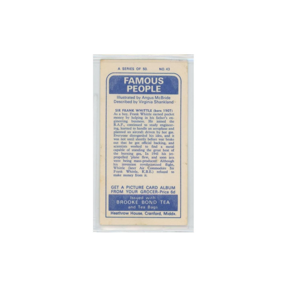 1969 Brooke Bond Famous People Sir Frank Whittle #43