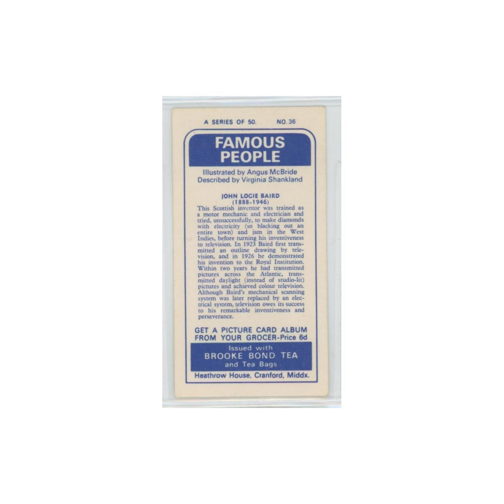 1969 Brooke Bond Famous People John Logie Baird #36