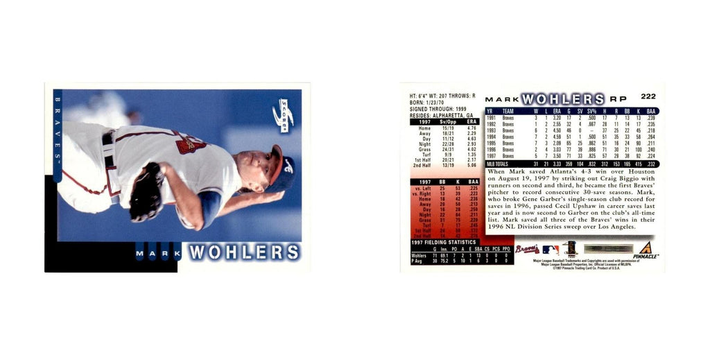 1998 Score Mark Wohlers Baseball Cards #222