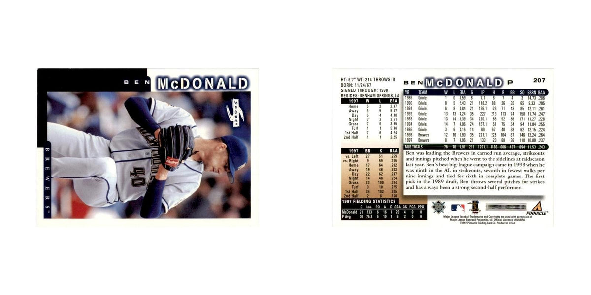 1998 Score Ben McDonald Baseball Cards #207