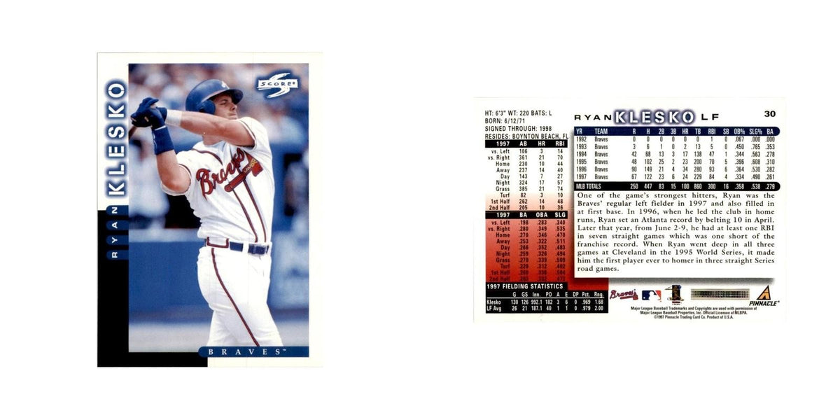 1998 Score Ryan Klesko Baseball Cards #30