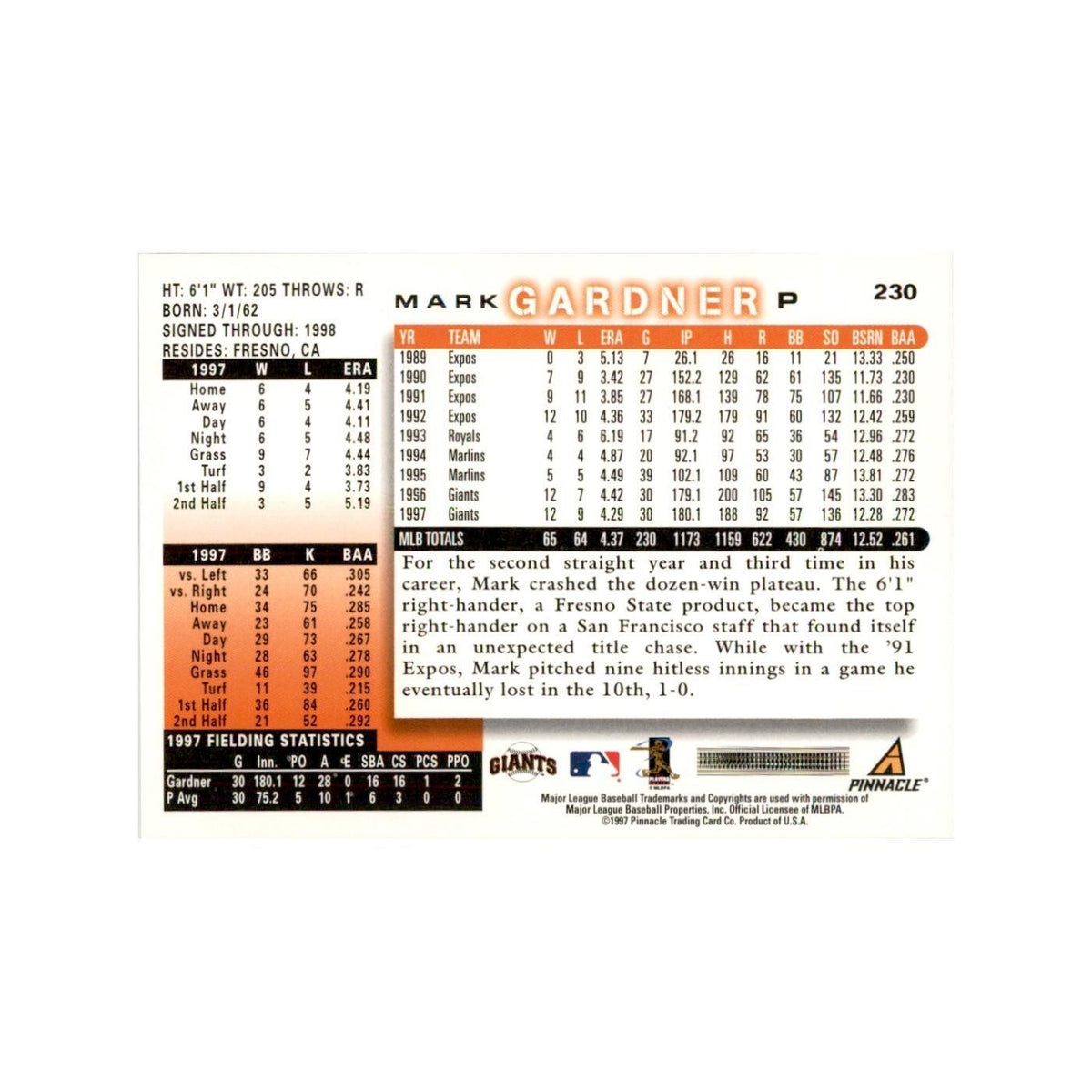 1998 Score Mark Gardner Baseball Cards #230