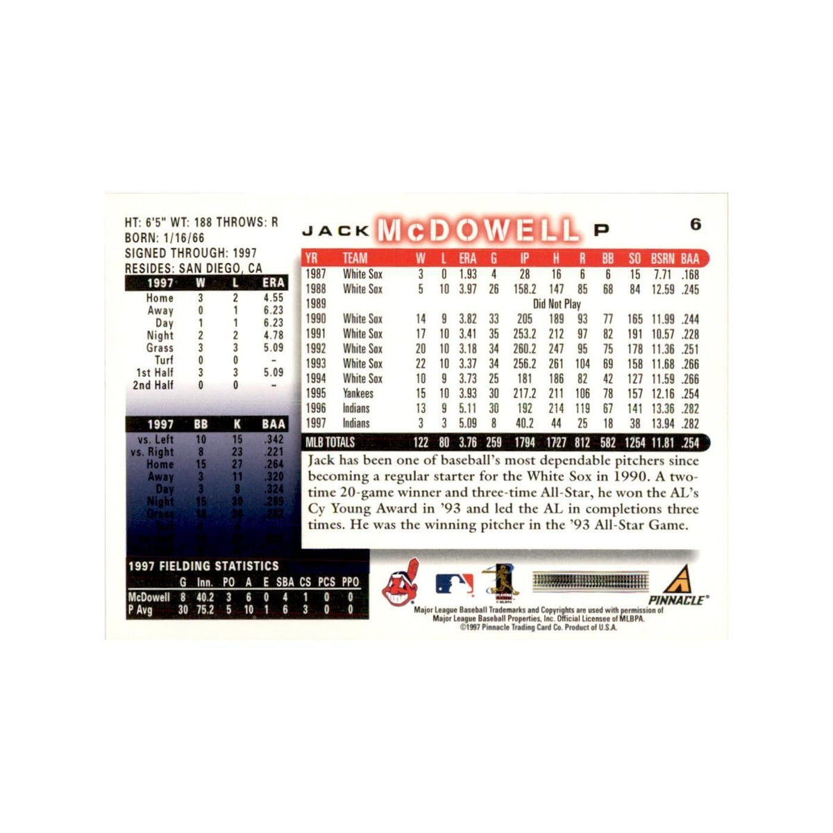 1998 Score Jack Mcdowell Baseball Cards #6