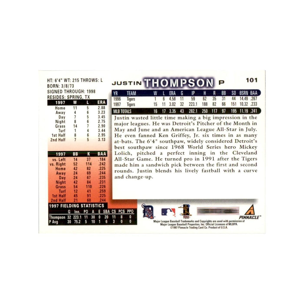 1998 Score Justin Thompson Baseball Cards #101
