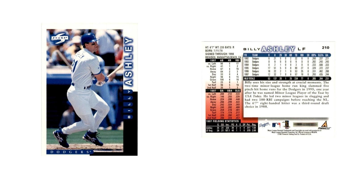 1998 Score Billy Ashley Baseball Cards #210