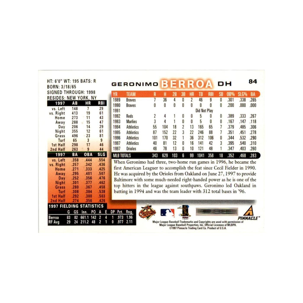 1998 Score Geronimo Berroa Baseball Cards #84
