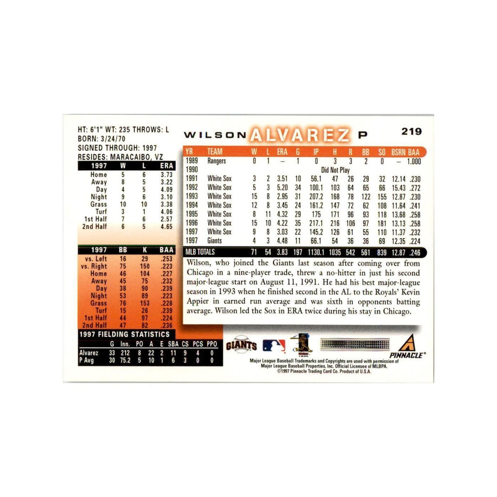 1998 Score Wilson Alvarez Baseball Cards #219