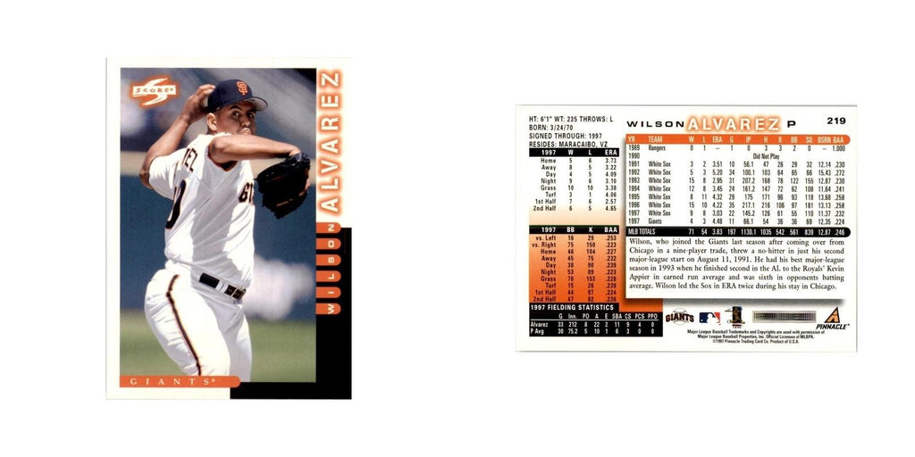 1998 Score Wilson Alvarez Baseball Cards #219