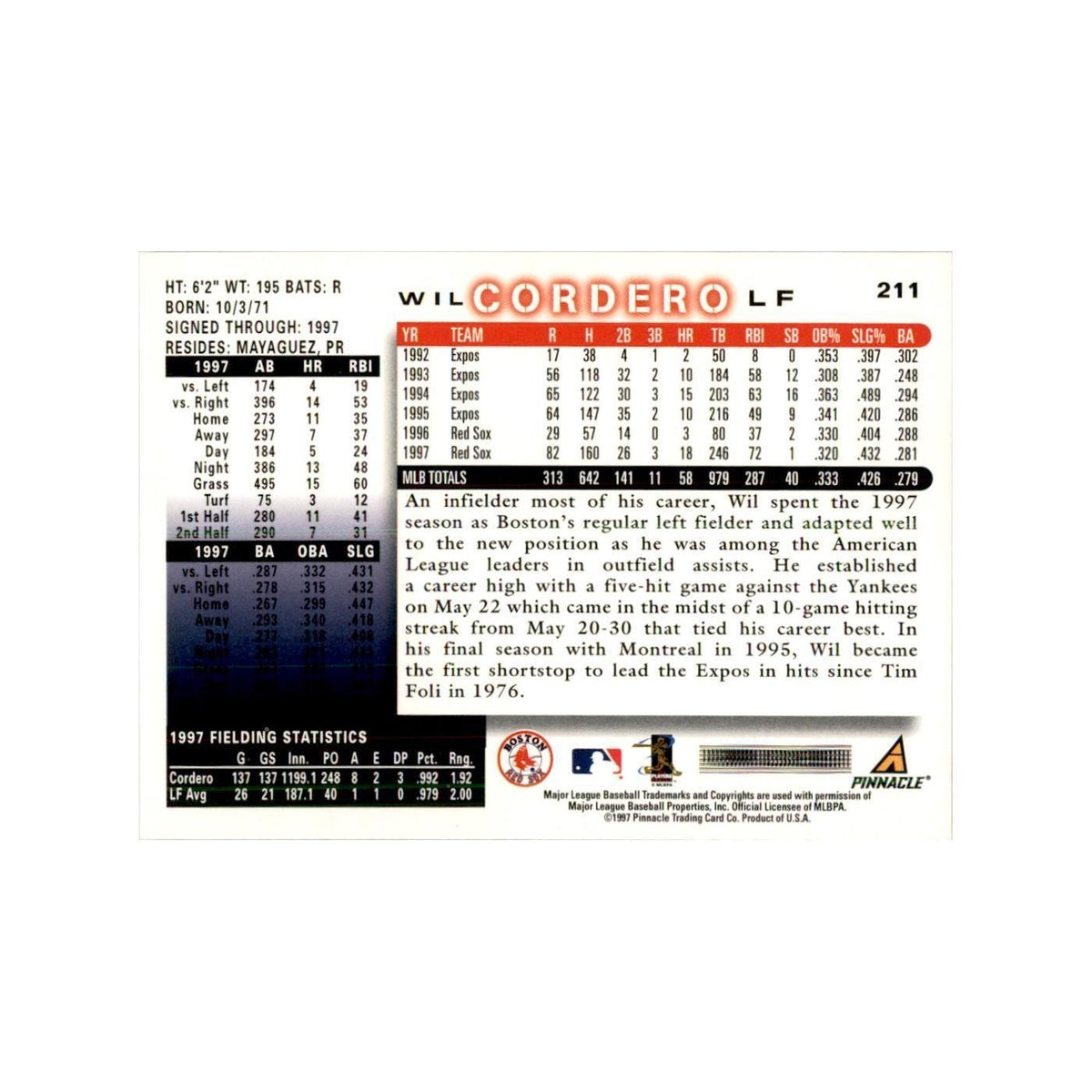 1998 Score Wil Cordero Baseball Cards #211